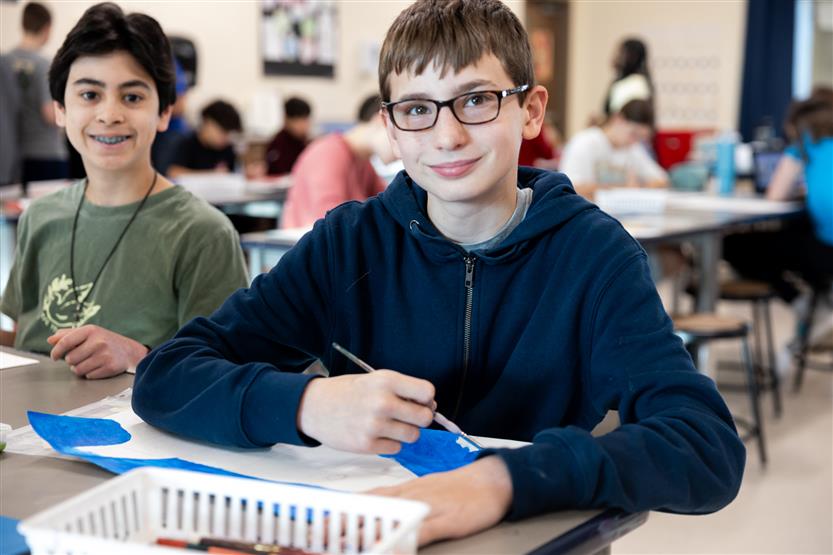 Students in art class
